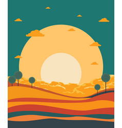 Retro Landscape With Sunrise