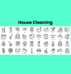 Set Of House Cleaning Icons Linear Style Icon