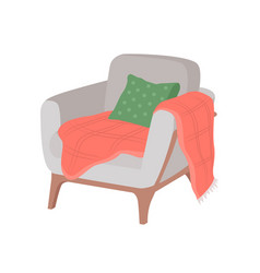 Cozy Armchair With Blanket Semi Flat Color Object