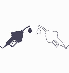 Fuel Station Gas Gun Silhouette And Line Icon