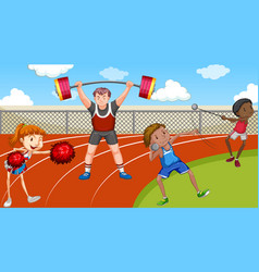 Scene With People Doing Track And Field Sports