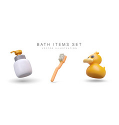 Bath Items Set 3d Realistic Rubber Duck