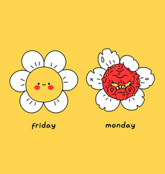 Funny Happy And Angry Mad Flower Friday Vs Monday