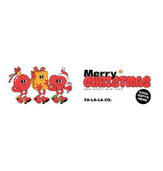 Merry Christmas Groovy Funny Cartoon Banner Funky