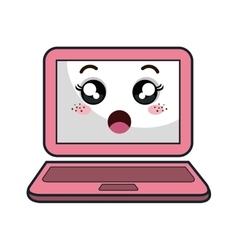 Kawaii cartoon laptop Royalty Free Vector Image