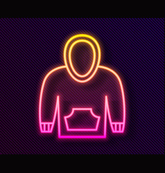 Glowing Neon Line Hoodie Icon Isolated On Black