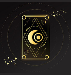 Gold Tarot Card With A Crescent And Star