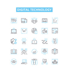 Digital Technology Line Icons Set Digital