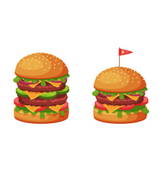 Hamburger With Bun And Grilled Patty Cake As Fast