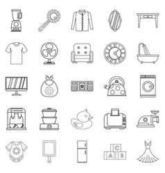 Large Dining Room Icons Set Outline Style