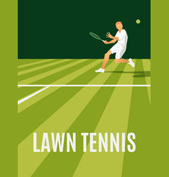 Male Tennis Player Returning Serve On Grass Court