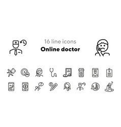 Online Doctor Line Icon Set