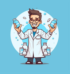 Cartoon Doctor With Medicine Bottles