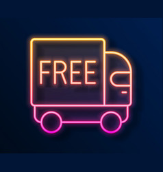 Glowing Neon Line Free Delivery Service Icon