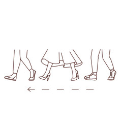 People Legs Walking In One Direction