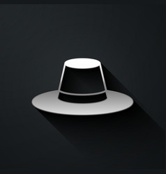 Silver Man Hat With Ribbon Icon Isolated On Black