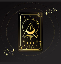 Gold Tarot Card With A Shining Crescent