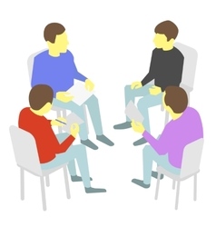 Talks Group Of Business Four People Team Meeting