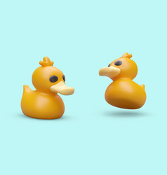 3d Realistic Rubber Duck In Different Positions