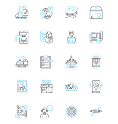 Cargo Shipping Linear Icons Set Containerization