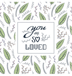 Love Quote Seamless Contour Floral Pattern Hand