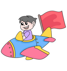 Boy Driving An Airplane Around Sky To Achieve