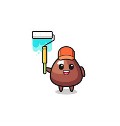 Choco Chip Painter Mascot With A Paint Roller