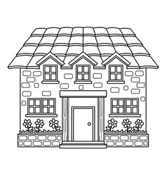 House Building Isolated Coloring Page For Kids