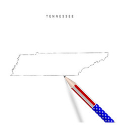 Tennessee Us State Map Pencil Sketch