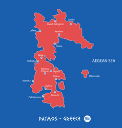 Island Of Patmos In Greece Red Map