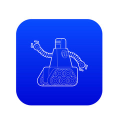 Robot With Caterpillar Track Icon Blue