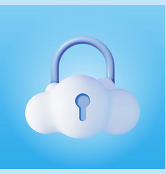 3d White Cloud With Locked Padlock