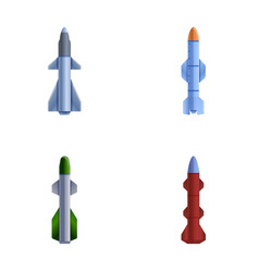 Cruise Missile Icons Set Cartoon Military