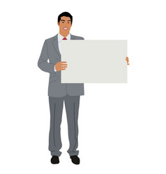 Handsome Young Business Man Holding Blank Placard