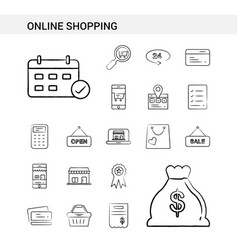 Online Shopping Hand Drawn Icon Set Style