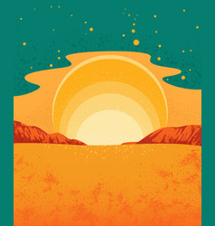 Retro Landscape With Sunrise