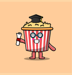 Cartoon Popcorn Student Graduation Day With Toga