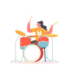 Girl Drummer Playing Musical Composition