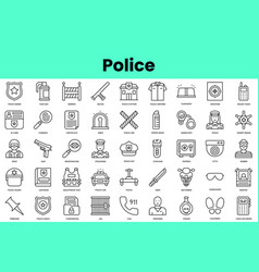 Set Of Police Icons Linear Style Icon Bundle