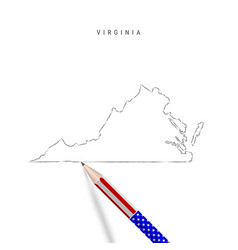 Virginia Us State Map Pencil Sketch