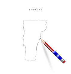 Vermont Us State Map Pencil Sketch