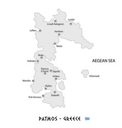 Island Of Patmos In Greece White Map