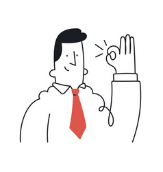 Businessman Showing Showing Ok Sign Outline