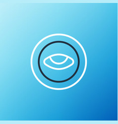 Line Medallion With Eye Icon Isolated On Blue