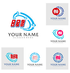 Set Of Tech Domino Logo Template Creative Domino