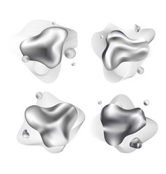 3d Liquid Chrome Abstract Shapes Set Metal