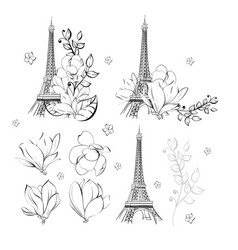 Clipart Eiffel Tower And Flower Magnolia