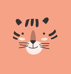 Cute Simple Tiger Portrait On An Orange Color