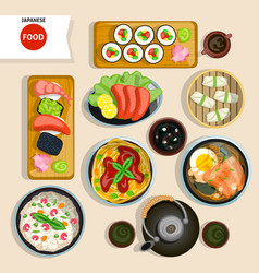 Japanese Food Top View Set