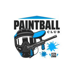 Paintball Club Icon With Player Face Mask And Gun